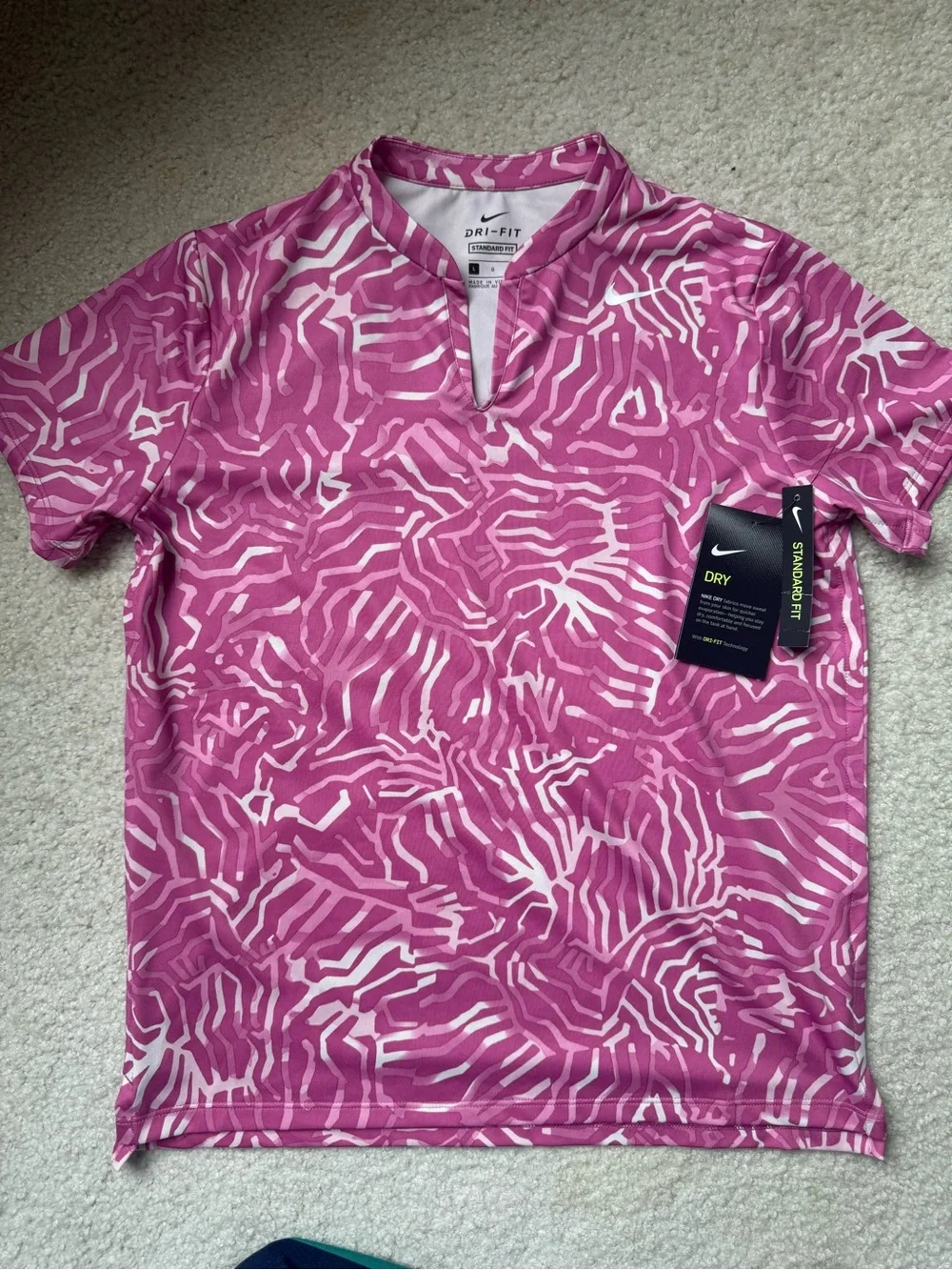 Nike Pink & White Dri-FIT Short Sleeve Tee